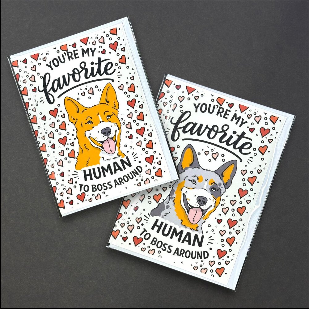 Australian Cattle Dog Valentine Card Handmade Holiday Gift Blue or Red Heeler